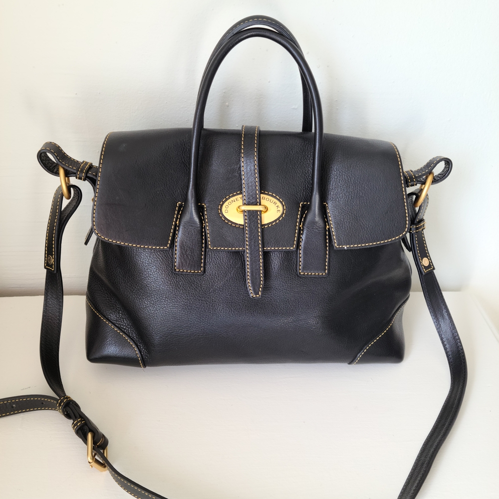 Dooney & Bourke Black Crossbody Bag with Gold Accents